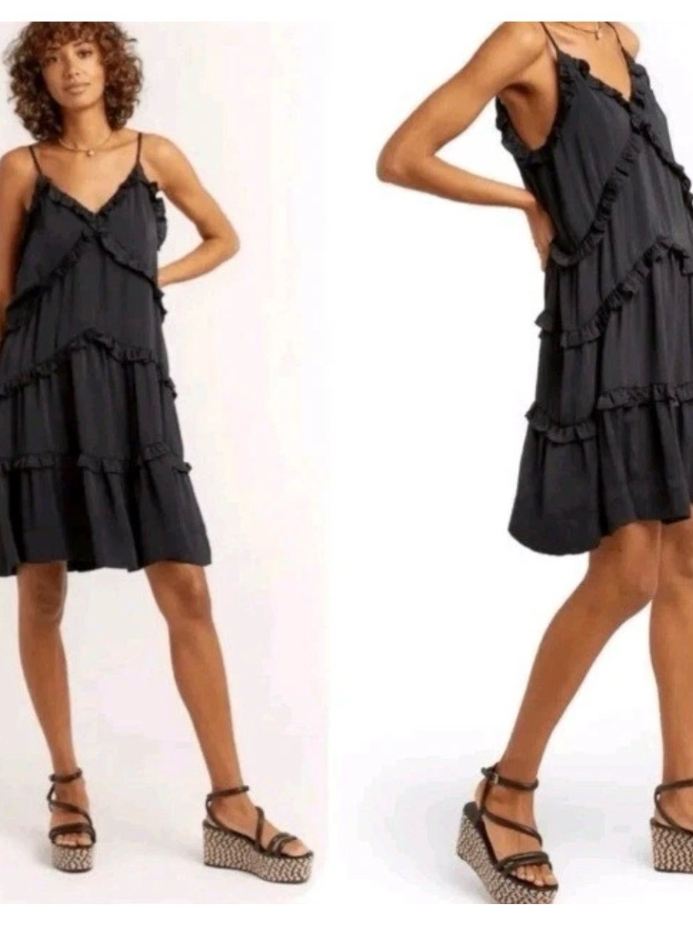 Rebecca Minkoff Black Sleeveless Sasha Ruffle Dress Sundress. Medium. Like New!